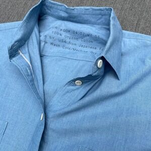 Four #GOK 04_02_V1_S5 Organic Cotton Japanese Fabric Shirt Blue Made in NY